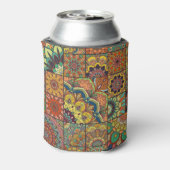 Boho tegels: kleurrijk patchwork naadloos patroon blikjeskoeler (Blikje Achterkant)