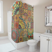 Boho tegels: kleurrijk patchwork naadloos patroon douchegordijn (In situ)