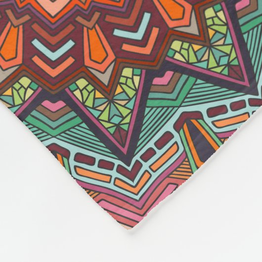 Boho tegels: kleurrijk patchwork naadloos patroon fleece deken (Hoek)