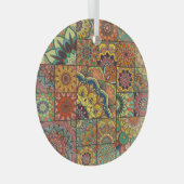 Boho tegels: kleurrijk patchwork naadloos patroon glas ornament (Voorkant Rechts)