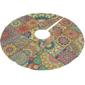 Boho tegels: kleurrijk patchwork naadloos patroon kerstboom rok (Gekanteld)