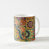 Boho tegels: kleurrijk patchwork naadloos patroon koffiemok (Voorkant rechts)