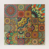 Boho tegels: kleurrijk patchwork naadloos patroon legpuzzel (Horizontaal)