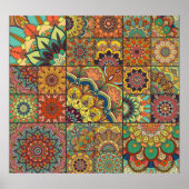 Boho tegels: kleurrijk patchwork naadloos patroon poster (Voorkant)