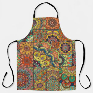 Boho tegels: kleurrijk patchwork naadloos patroon schort