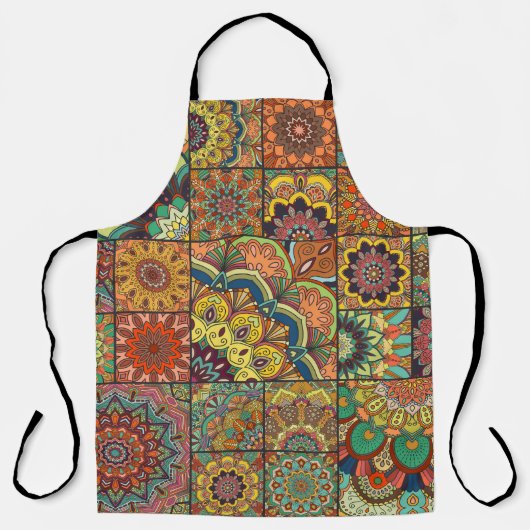 Boho tegels: kleurrijk patchwork naadloos patroon schort (Voorkant)