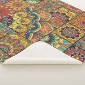Boho tegels: kleurrijk patchwork naadloos patroon sherpa deken (3/4)