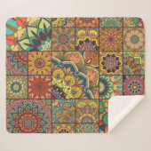 Boho tegels: kleurrijk patchwork naadloos patroon sherpa deken (Voorkant (horizontaal))