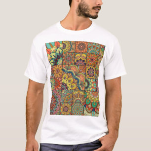 Boho tegels: kleurrijk patchwork naadloos patroon t-shirt