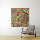 Boho tegels: kleurrijk patchwork naadloos patroon wandkleed (In Situ (horizontaal))