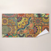 Boho tegelset en naadloos patroon. Kleurpleister Badhanddoek (Badhanddoek)