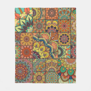 Boho tegelset en naadloos patroon. Kleurpleister Fleece Deken