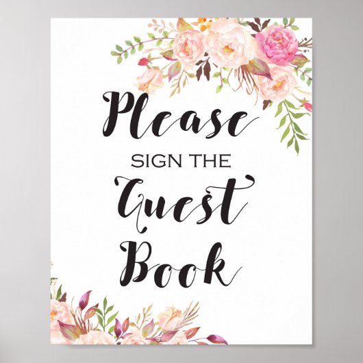 Boho teken het gastenboek Sign Poster (Voorkant)