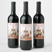 Boho Tent Feathers Garden Wedding Wijn Etiket (Flessen)