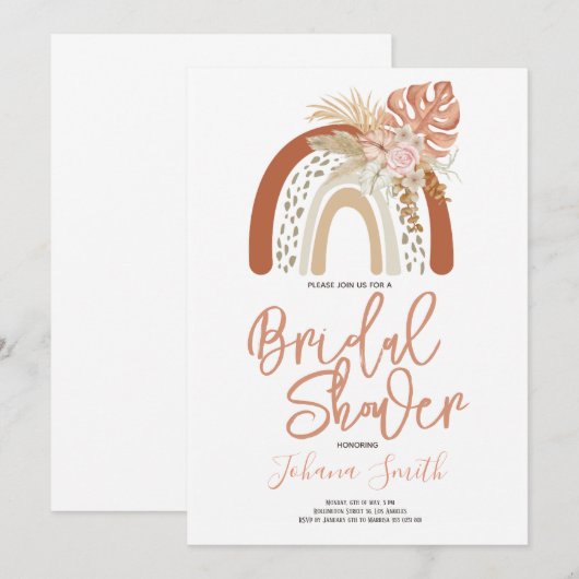 Boho Teracota Rainbow Bridal Shower Kaart (Voorkant / Achterkant)