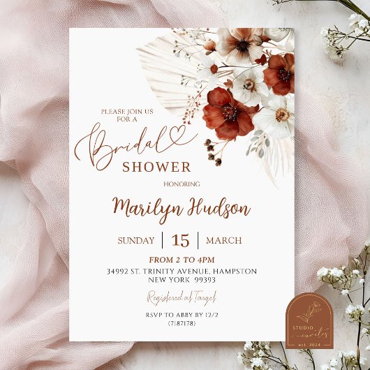 Boho Teracotta Bruidsfeest Kaart