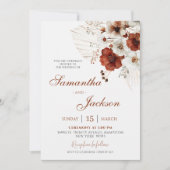 Boho Teracotta Floral Wedding Kaart (Voorkant)