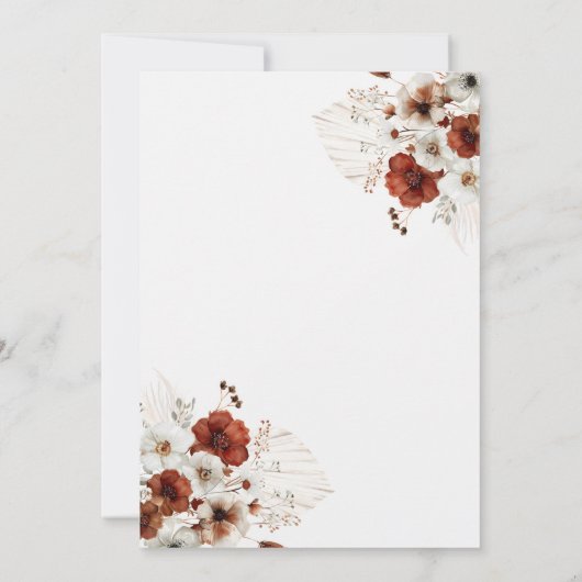 Boho Teracotta Floral Wedding Kaart (Achterkant)