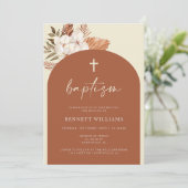 Boho Terra Cotta en Pampas Grass Doop Kaart (Staand voorkant)