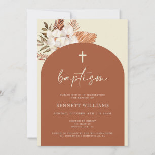 Boho Terra Cotta en Pampas Grass Doop Kaart