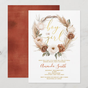 Boho Terracota Bloemen Jongen of Meisje Geslacht O Kaart