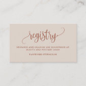 Boho Terracota Calligraphy Wedding Gift Registry Informatiekaartje (Voorkant)