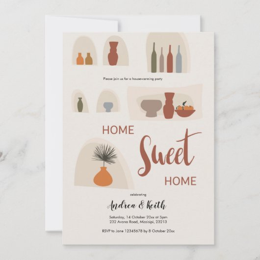 Boho Terracota Housewarming Party Invitation Kaart (Voorkant)