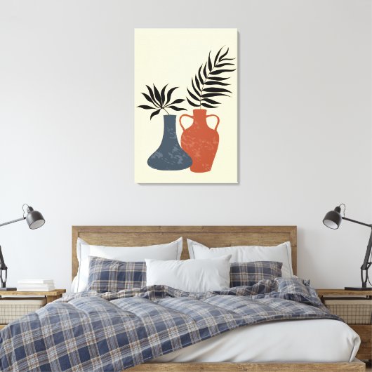 Boho Terracota Pots, met grote afwerking Canvas Afdruk (Insitu (Slaapkamer))