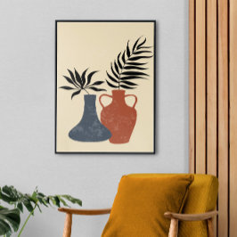 Boho Terracota Pots, met grote afwerking Canvas Afdruk