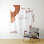 Boho Terracotta Abstract Hallo Baby shower Banner Wandkleed (In situ)