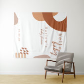 Boho Terracotta Abstract Hallo Baby shower Banner Wandkleed (In Situ (horizontaal))