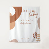 Boho Terracotta Abstract Hallo Baby shower Banner Wandkleed (Voorkant)