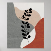 Boho Terracotta Abstracte Botanische Kunst Poster (Voorkant)