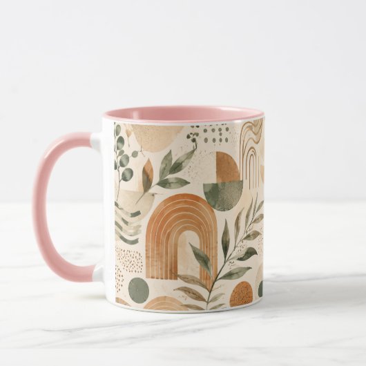 Boho Terracotta Abstracte Ochtendkoffiemok Cadeau Mok (Links)