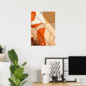 Boho Terracotta Abstracte Vormen Botanische Poster (Thuiskantoor)