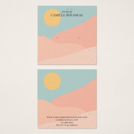 Boho Terracotta Abstracte woestijnjuwelen Vierkante Visitekaartjes (Voorkant /achterkant)