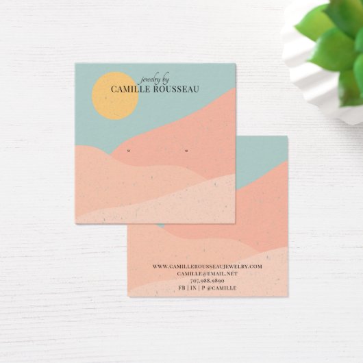 Boho Terracotta Abstracte woestijnjuwelen Vierkante Visitekaartjes (Bureau)