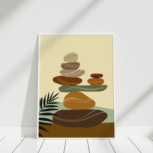 Boho Terracotta Abstracte Zen Stones Poster