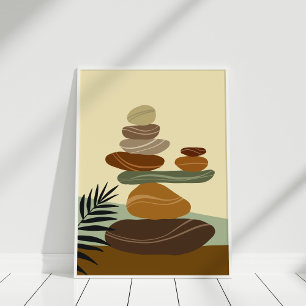 Boho Terracotta Abstracte Zen Stones Poster