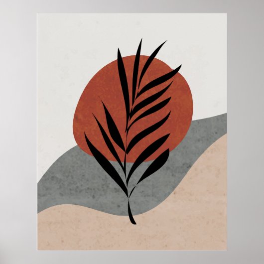 Boho Terracotta Abstracte Zon- en Landschapskunst Poster (Voorkant)