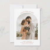 boho terracotta arch bruiloft met de prentbriefkaa save the date (Voorkant)