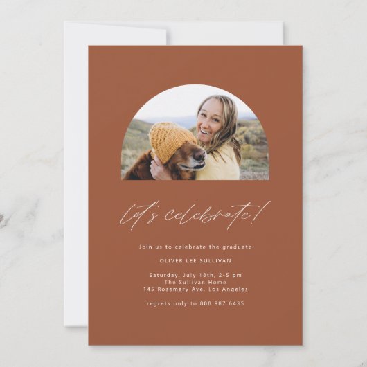 Boho Terracotta Arch Foto Afstuderen Kaart (Achterkant)