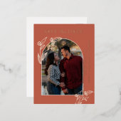 Boho Terracotta Arch Foto Floral Save the Date Folie Feestdagen Briefkaart (Voorkant / Achterkant)