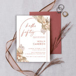Boho Terracotta Arch Pampas Grass 50th Birthday Kaart<br><div class="desc">Deze moderne 50e bruiddaguitnodiging is ontworpen om te coördineren met ons Boho Terracotta Pampas Grass Collectie en is voorzien van de trendy en populaire boog in terracotta hues. Voor een meer geavanceerde aanpassing van dit ontwerp, bijvoorbeeld het wijzigen van de lay-out, het lettertype of de tekstgrootte, klikt u hierboven op...</div>