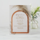 Boho Terracotta Arch Pampas Grass Baby Shower Kaart (Staand voorkant)