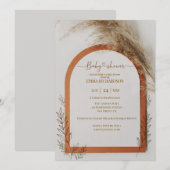 Boho Terracotta Arch Pampas Grass Baby Shower Kaart (Voorkant / Achterkant)