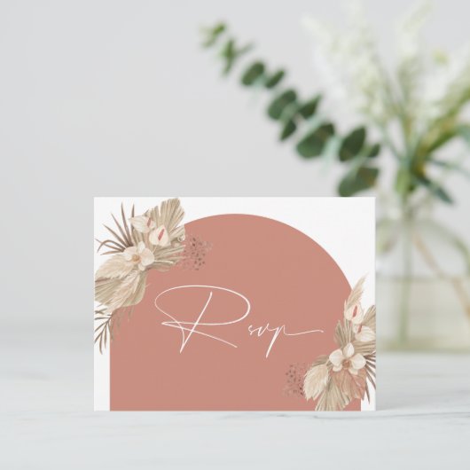 Boho Terracotta Arch Pampas Grass Detail Enclosure Briefkaart (Staand voorkant)