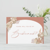 Boho Terracotta Arch Pampas Grass Kaart (Staand voorkant)