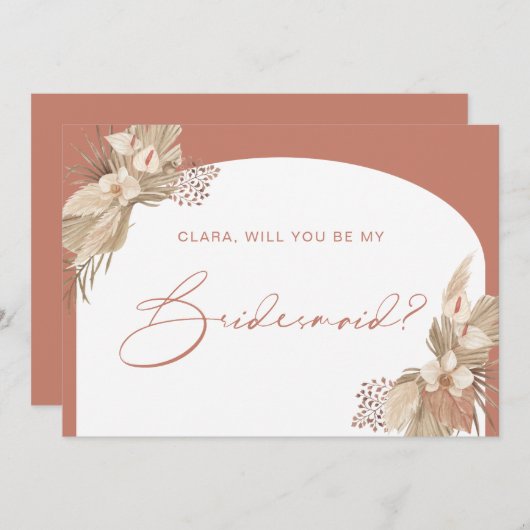 Boho Terracotta Arch Pampas Grass Kaart (Voorkant / Achterkant)