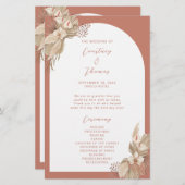 Boho Terracotta Arch Pampas Grass trouwprogramma (Voorkant / Achterkant)